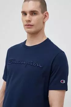 Хлопковая футболка Champion, темно-синий