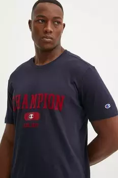 Хлопковая футболка Champion, темно-синий