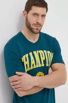 Хлопковая футболка Champion, зеленый