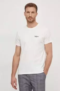 Хлопковая футболка CHASE Pepe Jeans, бежевый