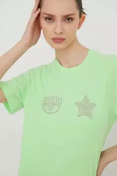 Хлопковая футболка Chiara Ferragni, зеленый