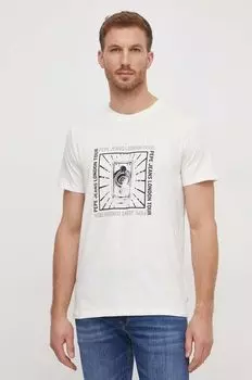 Хлопковая футболка Chuck Pepe Jeans, бежевый