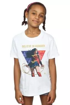 Хлопковая футболка «Чудо-женщина в честь 80-летия Believe In Wonder Pose» DC Comics, белый
