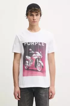 Хлопковая футболка CLEAN JERSEY SS TEE Purple Brand, белый