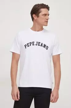Хлопковая футболка CLEMENT Pepe Jeans, белый