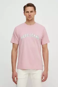 Хлопковая футболка CLEMENT Pepe Jeans, розовый