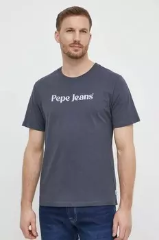 Хлопковая футболка CLIFTON Pepe Jeans, серый