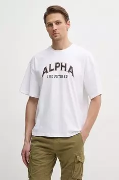 Хлопковая футболка College Alpha Industries, белый