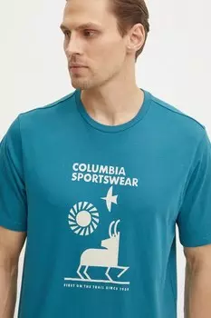 Хлопковая футболка Columbia, бирюзовый