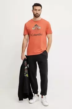 Хлопковая футболка Columbia, оранжевый