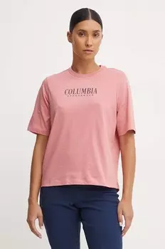 Хлопковая футболка Columbia, розовый
