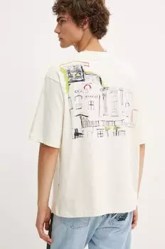 Хлопковая футболка CONNECTICUT Desigual, бежевый