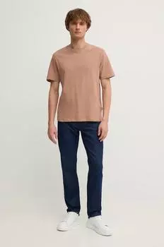 Хлопковая футболка Connor Pepe Jeans, коричневый