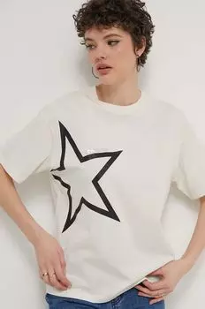 Хлопковая футболка Converse, бежевый