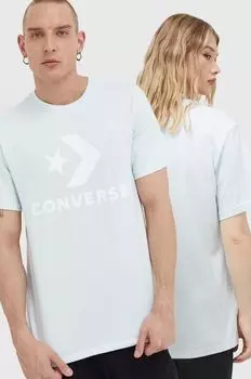 Хлопковая футболка Converse, бирюзовый