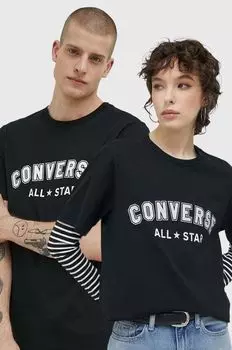 Хлопковая футболка Converse, черный