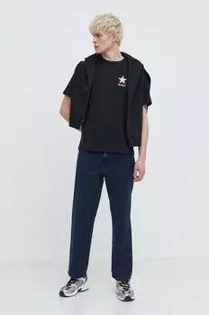 Хлопковая футболка Converse, черный
