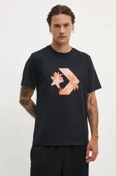 Хлопковая футболка Converse, черный