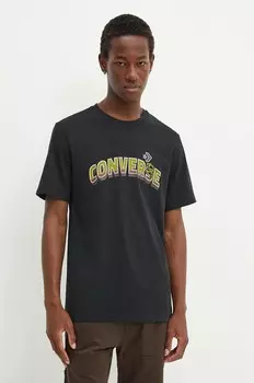 Хлопковая футболка Converse, черный