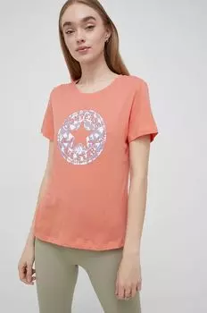 Хлопковая футболка Converse, оранжевый