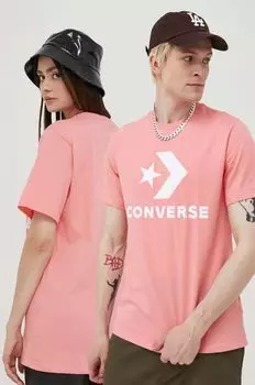 Хлопковая футболка Converse, розовый