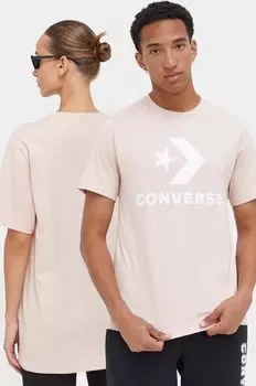 Хлопковая футболка Converse, розовый