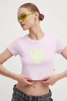 Хлопковая футболка Converse, розовый