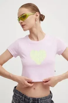 Хлопковая футболка Converse, розовый