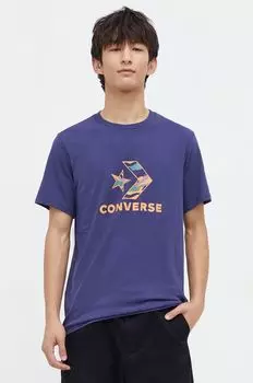 Хлопковая футболка Converse, темно-синий