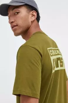 Хлопковая футболка Converse, зеленый