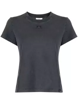 Хлопковая футболка Courrges с нашивкой-логотипом, серый