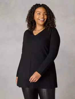 Хлопковая футболка Curve с длинными рукавами Live Unlimited, черный