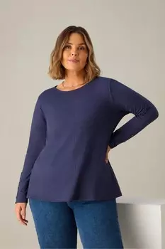 Хлопковая футболка Curve с круглым вырезом Live Unlimited, синий