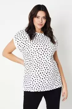 Хлопковая футболка Curve с принтом в виде сердечек Dorothy Perkins, мультиколор