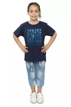 Хлопковая футболка цвета лиги справедливости с двойным рисунком цвета индиго DC Comics, темно-синий