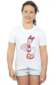 Хлопковая футболка Daisy Duck Love Heart Disney, белый