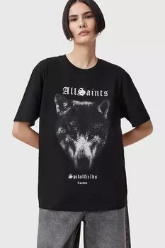 Хлопковая футболка DAWN Allsaints, черный
