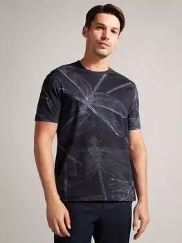 Хлопковая футболка Deshez с принтом Стрекоза Ted Baker, темно-синий