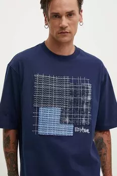 Хлопковая футболка Desigual ARNOLDO, темно-синий