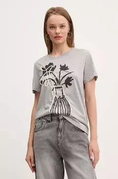 Хлопковая футболка Desigual SHADOW, серый