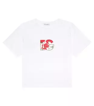 Хлопковая футболка DG с цветочным принтом Dolce&Gabbana, белый