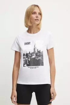 Хлопковая футболка Dkny, белый