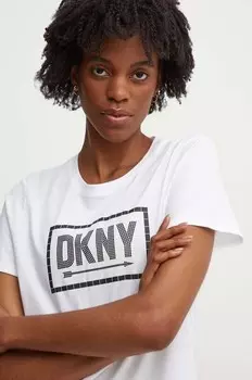 Хлопковая футболка Dkny, белый
