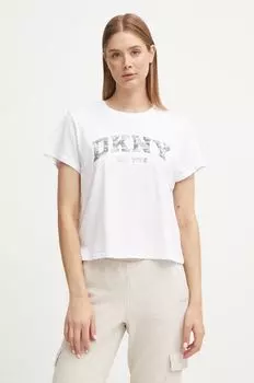 Хлопковая футболка Dkny, белый