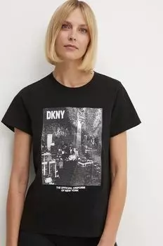 Хлопковая футболка Dkny, черный