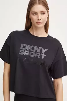 Хлопковая футболка Dkny, черный