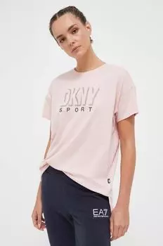 Хлопковая футболка Dkny DKNY, розовый