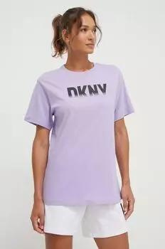 Хлопковая футболка Dkny, фиолетовый