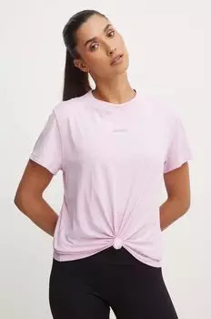 Хлопковая футболка Dkny, розовый