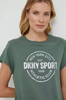 Хлопковая футболка Dkny, зеленый